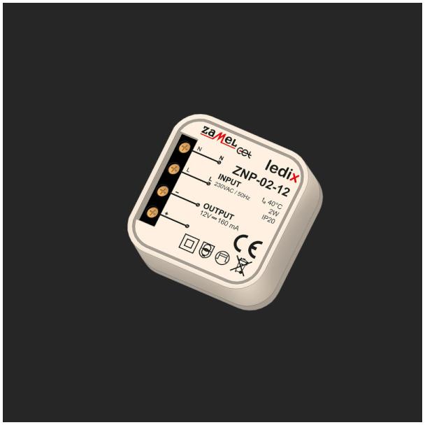 Zasilacz LED dopuszkowy 12V DC 2W ZNP-02-12 LDX10000026 LDX10000026-WPL ZAMEL