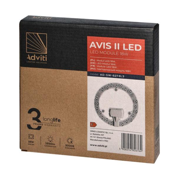 AVIS II LED 18W, panel świetlny, 1650lm, 3000K, 3 neodymowe magnesy, O 176 AD-SW-6274L3 ORNO