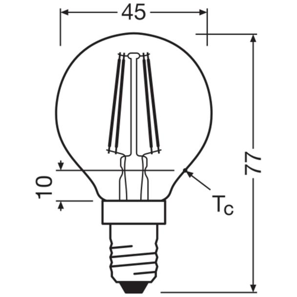 Lampa LED Vintage 1906 CL P Filament szkło przezroczyste GOLD 35 non-dim 4W 825 E14