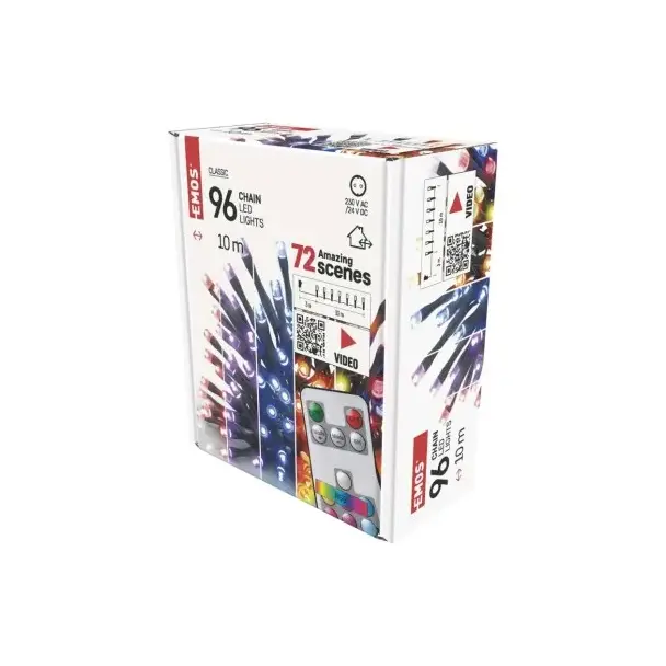 Lampki choinkowe Classic 96 LED 10m RGB 72 programy pilot IP44 timer D4AA02 EMOS