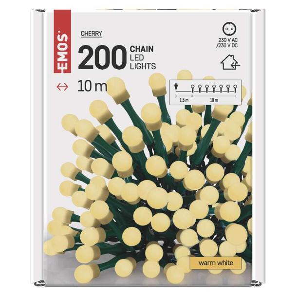 Lampki choinkowe kulki 200 LED 10m ciepła biel IP20 D5GW03 EMOS