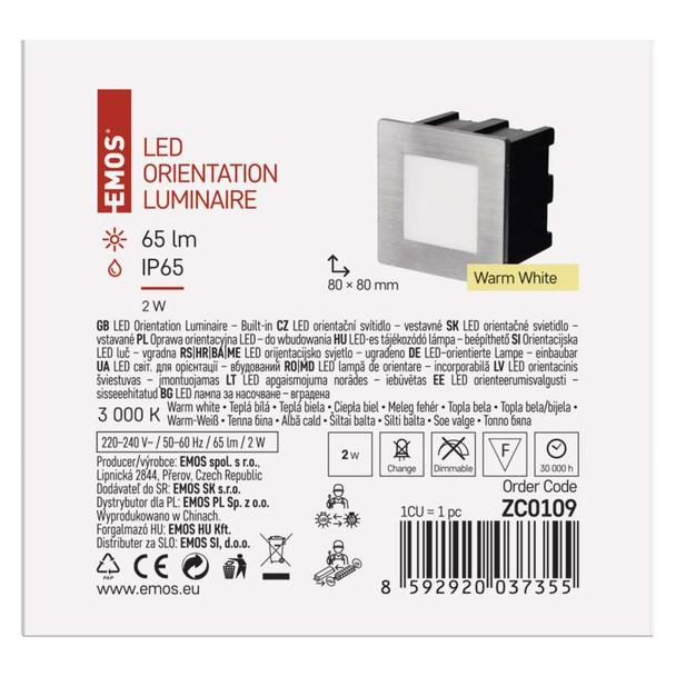 Orientacyjna oprawa LED, do wbudowania, kwadrat 1,5W WW IP65 ZC0109 EMOS