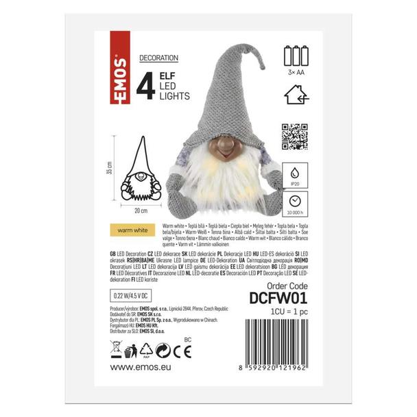 Dekoracje - LED krasnoludek świąteczny, 20x15x35 cm, 3x AA ciepła biel, IP20 DCFW01 EMOS