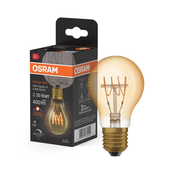 Lampa LED Vintage 1906 CL A Filament szkło przezroczyste GOLD 25 dim 3,4W 824 E14