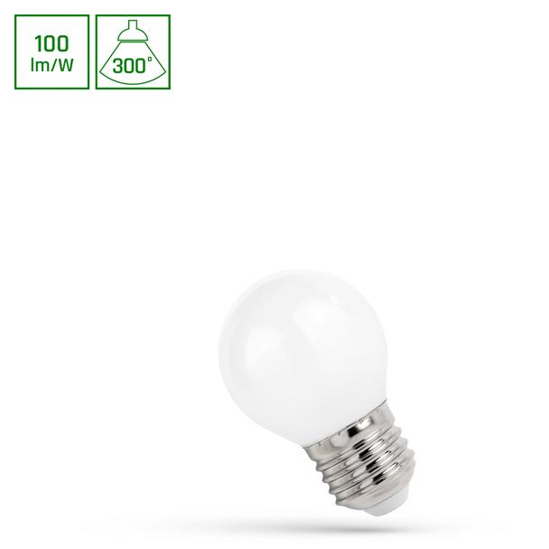 ŻARÓWKA LED KULKA E-27 230V 1W COG NW MILKY SPECTRUM