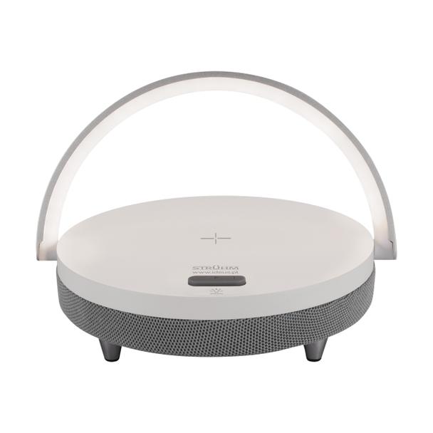 Lampka biurkowa SATURN LED SPEAKER biały głośnik USB C 03864 IDEUS