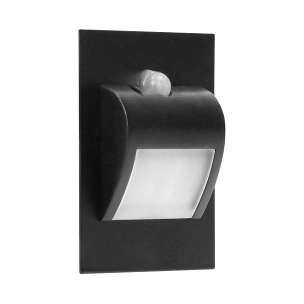 DRACO LED NEW 1,5W, oprawa schodowa podtynkowa, 12VDC, 30lm, 6000K, czarny, czujnik ruchu i zmierzch AD-OS-6164LR6/B ORNO