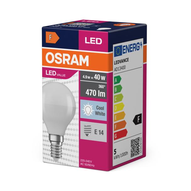 Lampa LED VALUE Classic P40 non-dim plastik 4,9W 840 E14