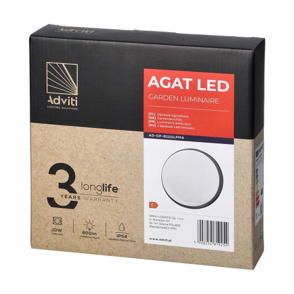 AGAT LED 10W, oprawa ogrodowa, 800lm, IP54, 4000K, szara AD-OP-6111GLPM4 ORNO