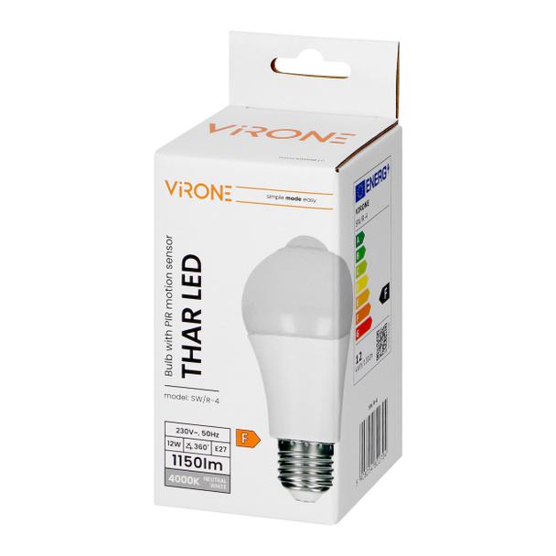THAR LED PIR 12W A60, żarówka z PIR 12W, 1480lm, 4000K SW/R-4 ORNO