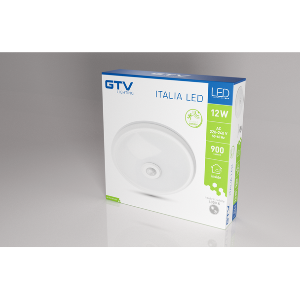 Plafoniera ITALIA LED z czujnikiem ruchu 12W 900lm IP20 AC220-240V 50/60Hz 360 4000K GTV OS-ITL12W-LED GTV Poland