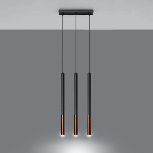 Lampa wisząca MOZAICA 3L czarny/miedź