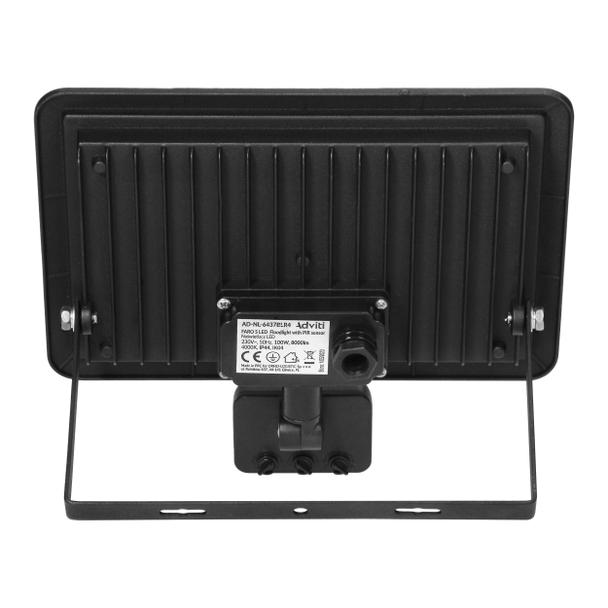 FARO S LED 100W naświetlacz z PIR 8000lm, IP44, 4000K, aluminium + szkło AD-NL-6437BLR4 ORNO