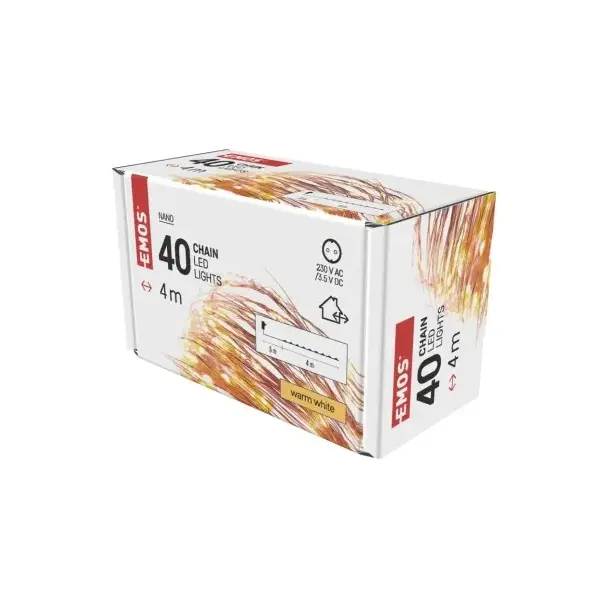 Lampki świąteczne 40 LED nano łezki 4m ciepła biel miedziany przewód timer D3AW01 EMOS