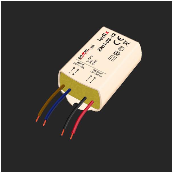 ZASILACZ LED NATYNKOWY 12V DC 8W TYP: ZNN-08-12 LDX10000022 LDX10000022-WPL ZAMEL