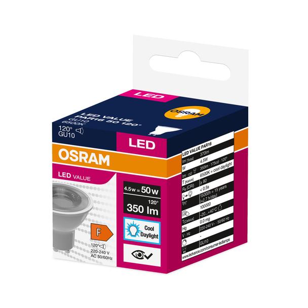 Lampa LED VALUE non-dim PAR16 50 120° 4,5W 865 230V GU10