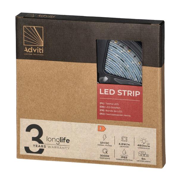 Taśma LED 12V 2835 60L/m 4,8W/m IP63 3000K 5m AD-TL-6487L3 ORNO