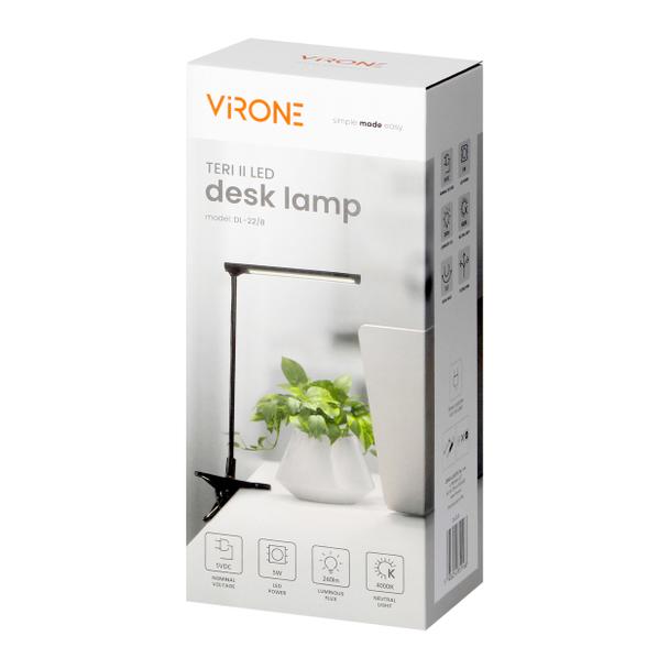 Lampka biurkowa z klipsem TERI II LED 5W 260lm 4000K barwa neutralna czarny DL-22/B ORNO