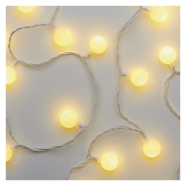Lampki choinkowe kulki duże 40 LED 4m ciepła biel timer IP44 biały przewód D5AW01 EMOS