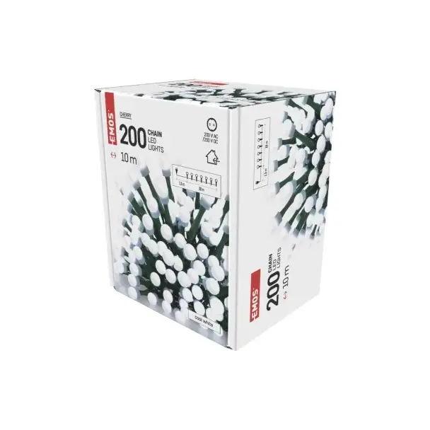 Lampki choinkowe kulki 200 LED 10m zimna biel IP20 D5GC03 EMOS