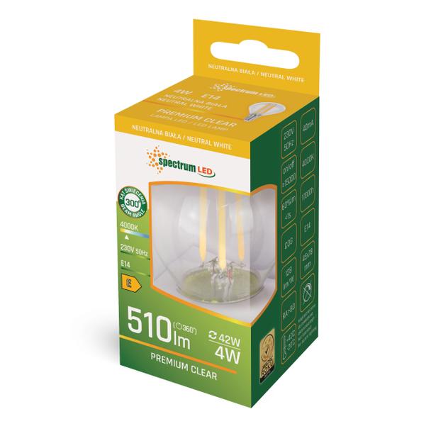 LED KULKA E-14 230V 4W COG NW CLEAR SPECTRUM