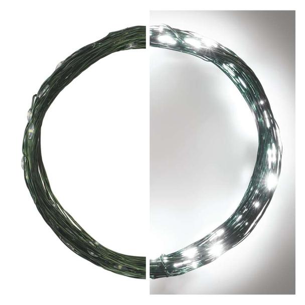 Lampki świateczne nano łezki 75 LED 7,5m zimna biel zielony przewód IP44 timer D3AC04 EMOS