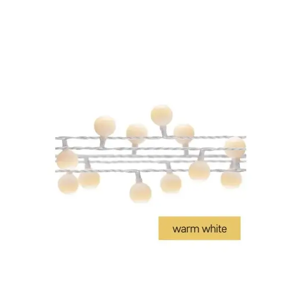 Lampki choinkowe kulki duże 40 LED 4m ciepła biel timer IP44 biały przewód D5AW01 EMOS
