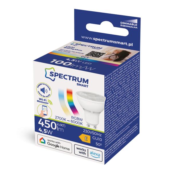 LED GU10 4,5W 230V RGBW+CCT+DIM Wi-Fi/BT Spectrum SMART