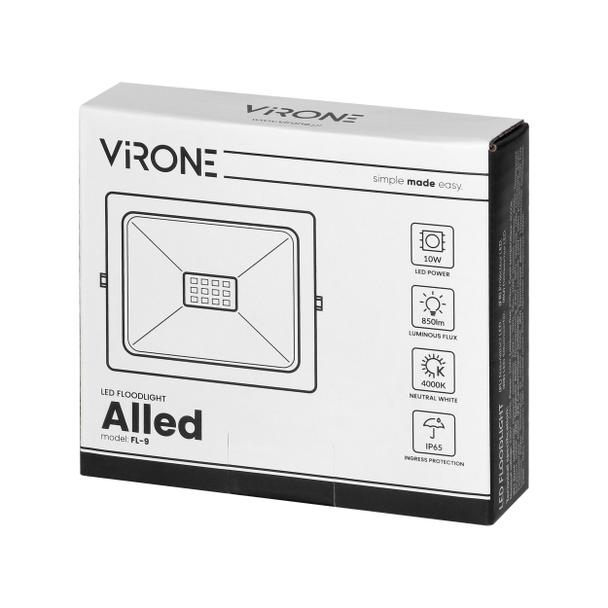 ALLED 10W Naświetlacz LED, 850lm, IP65, 4000K, Alu+ szkło FL-9 ORNO