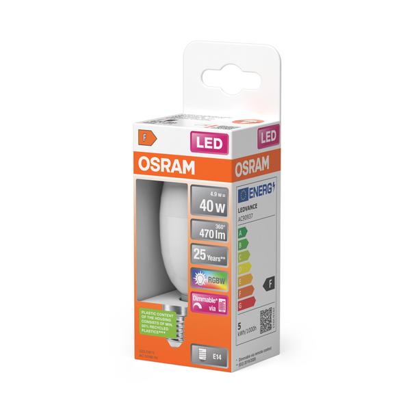 Lampa LED STAR+ CL B RGBWFR 40 dimmable via remote control 4,9W 827 E14