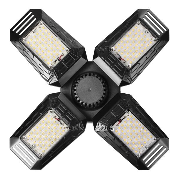 SYRIUSZ LED lampa warsztatowa składana 4-skrzydłowa, E27, 72W, 4000K, 6480lm WL-14 ORNO