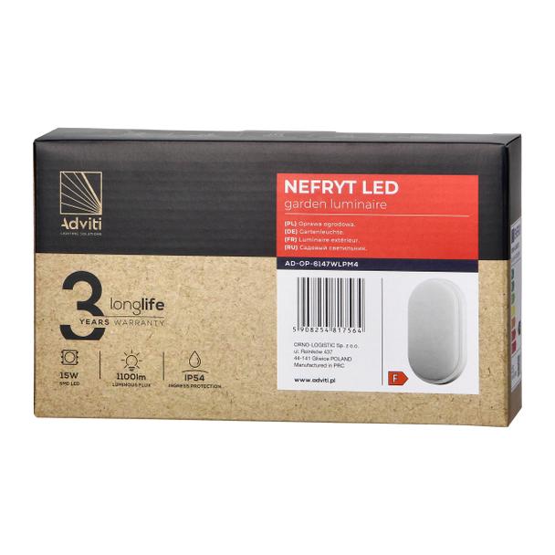 NEFRYT LED 15W, oprawa ogrodowa, 1100lm, IP54, 4000K, biała AD-OP-6147WLPM4 ORNO