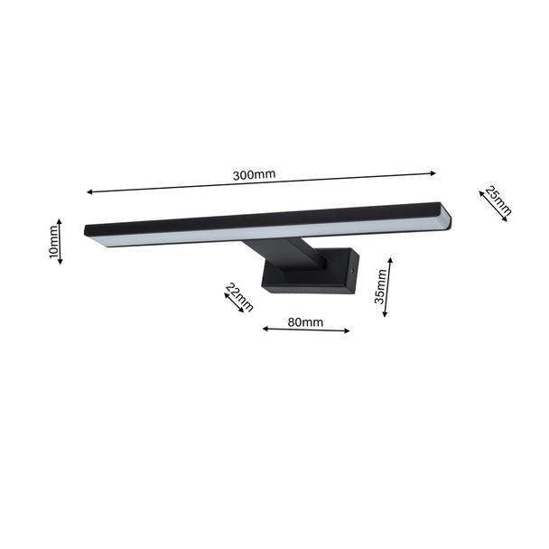 kinkiet łazienkowy nad lustro LED Shine Black 7W 490lm 4000K IP44 ML4377 Milagro