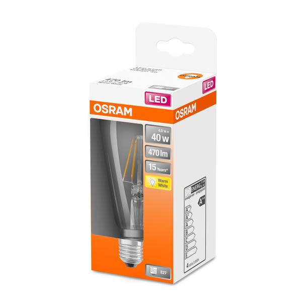 Lampa LED, klasyczny kształt bańki Edison 4W 827 230V szkło przezroczyste E27