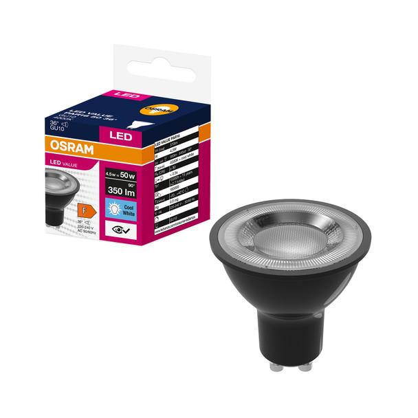 Lampa LED VALUE PAR16 50 36 4,5W/840 230V GU10 BK