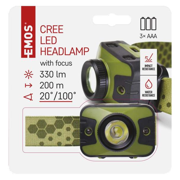 Latarka czołowa LED CREE 330 lm 200m 3× AAA z zoomem P3539 EMOS
