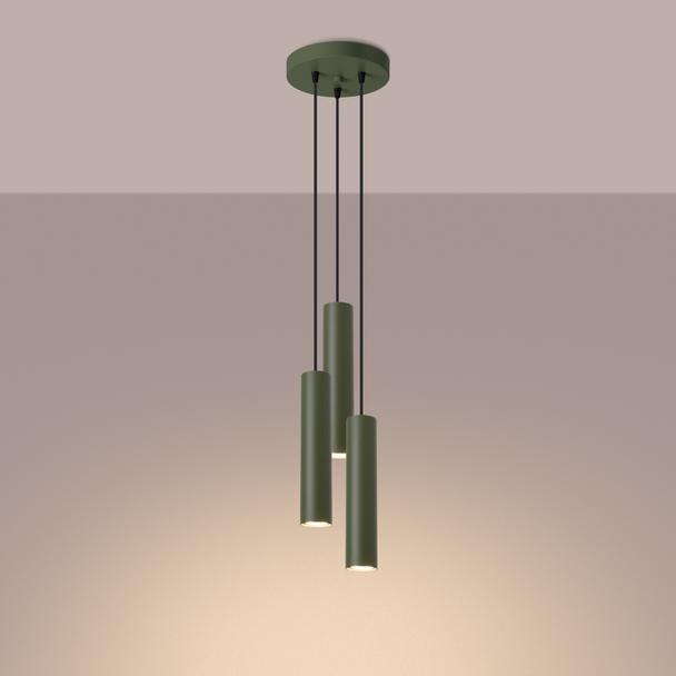Sollux Lampa wisząca LAGOS 3P zielona oliwka SL.1487