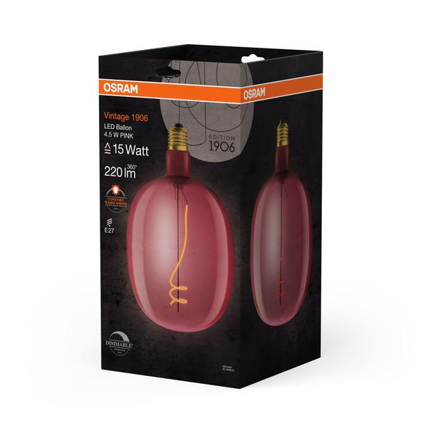 Lampa LED Vintage 1906 BALLON PINK dim 4,5W/816 E27