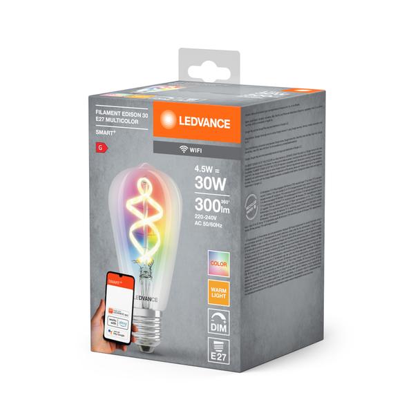 Lampa LED SMART+ WiFi CL Edison Filament szkło przezroczyste RGBW 30  4,5W/827 E27