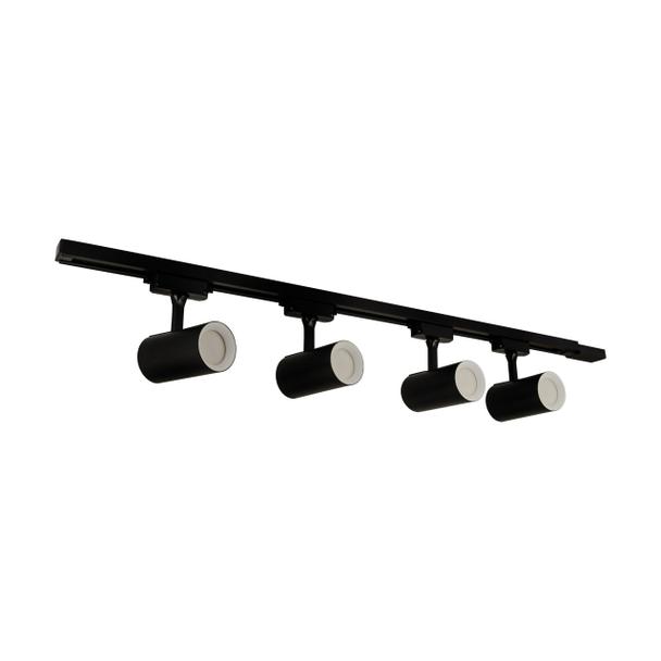 Oprawa do zamontowania na szynoprzewodzie (4 szt.)/Szynoprzewód LUTER 4xGU10 BLACK 04080 IDEUS