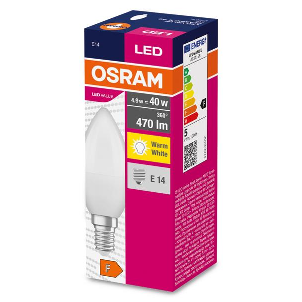 Lampa LED VALUE Classic B40 non-dim plastik 4,9W 827 E14