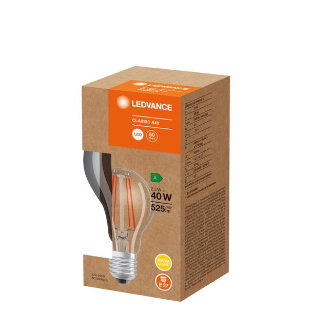 Lampa LED Classic A40 energooszczędna szkło przezroczyste 2,5W 830 E27 LEDVANCE