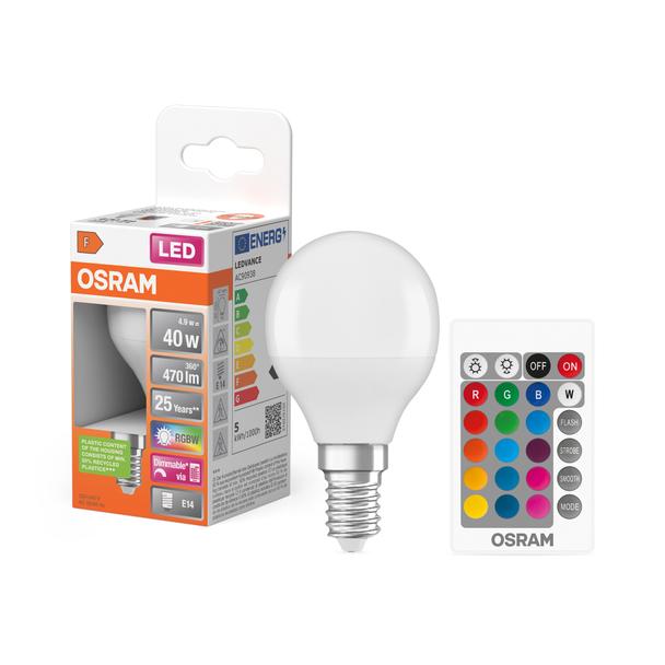 Lampa LED STAR+ CL P RGBWFR 40 dimmable via remote control 5,5W 827 E14