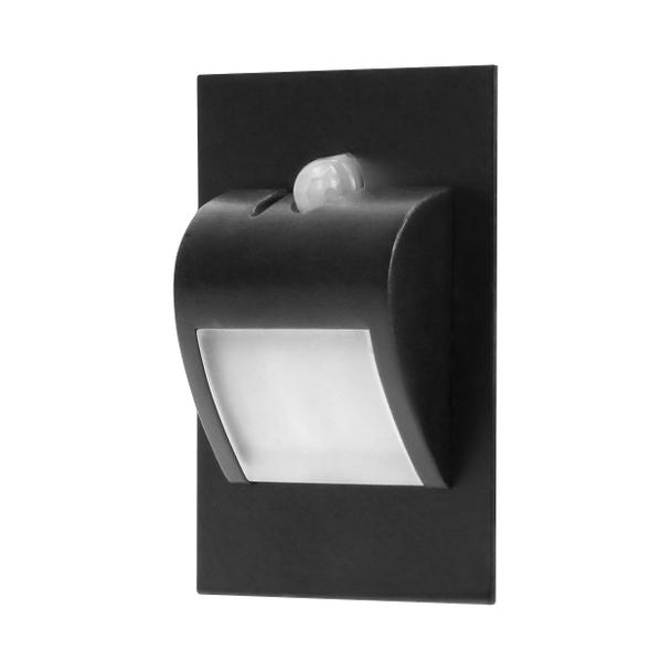 DRACO LED NEW 1,5W, oprawa schodowa podtynkowa, 12VDC, 30lm, 4000K, czarny, czujnik ruchu i zmierzch AD-OS-6164LR4/B ORNO