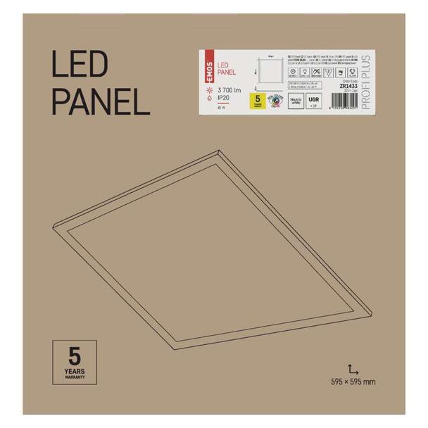 Panel LED PROFI+ 60×60 40W IP20 UGR, CRI>95 neutralna biel ZR1433 EMOS