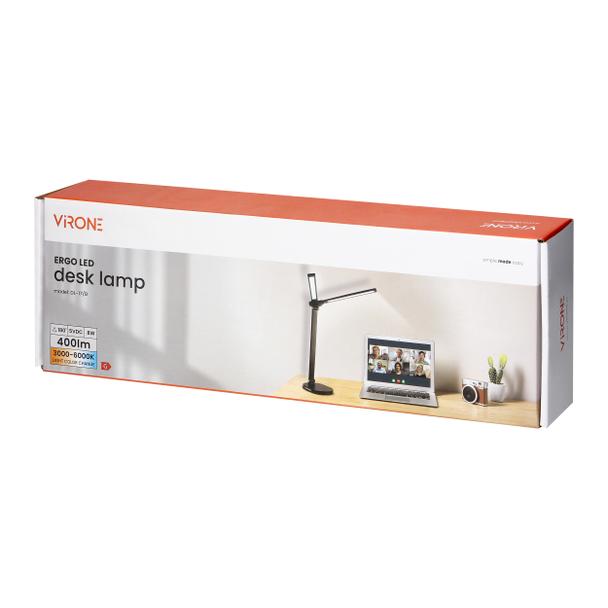 ERGO LED, lampka biurkowa z ładowarką USB, 8W, 400lm, 3000-4000-6000K, zmiana barwy światła, funkcja DL-17/B ORNO
