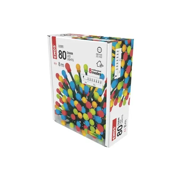 Lampki choinkowe kulki 80 LED 8m multikolor 8 programów IP44 D5AM05 EMOS