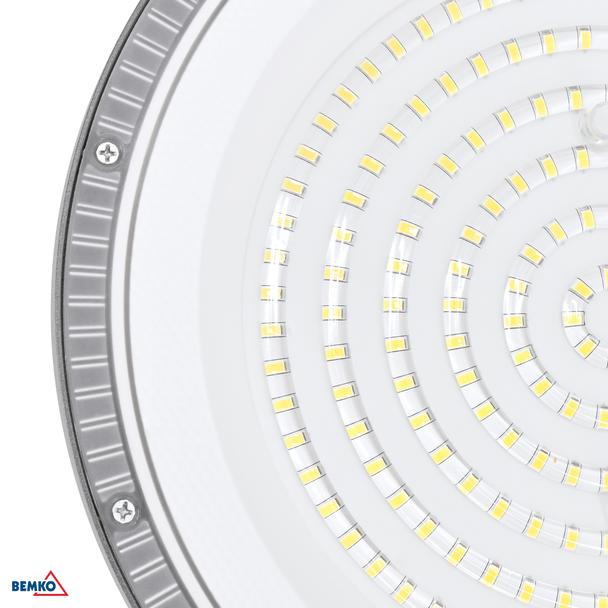 Lampa hermetyczna przemysłowa HIGHBAY LED GAMPER 150W neutralna biel 4000K 15000LM CRI80 IP65 90° SZARY C85-HBG-150W-840-090DG BEMKO