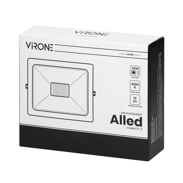 ALLED 30W Naświetlacz LED, 2400lm, IP65, 4000K, Alu+szkło FL-2 ORNO
