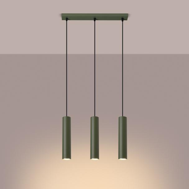 Sollux Lampa wisząca LAGOS 3L zielona oliwka SL.1486